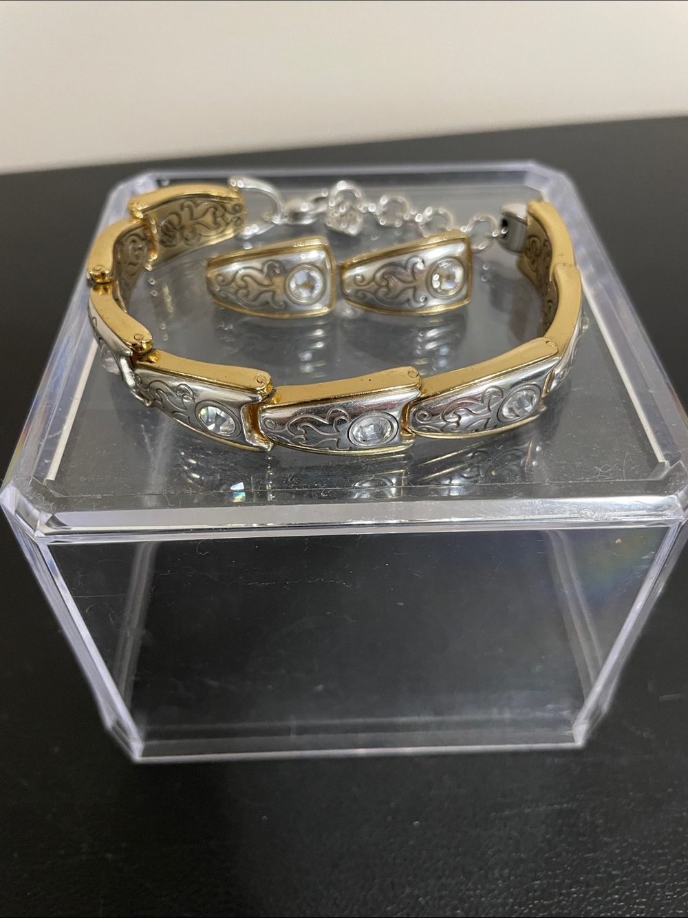 Brighton Gold & Silver Tone Bracelet Crystal Accents with Matching Earrings